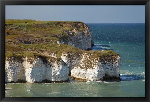 Framed Chalk cliffs by North Landing, Flamborough Head, Yorkshire, England Print