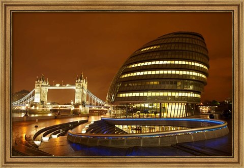 Framed Tower Bridge, City Hall, London, England Print