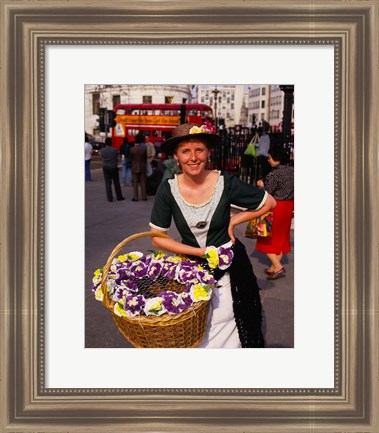 Framed Flower Vendor, London, England Print