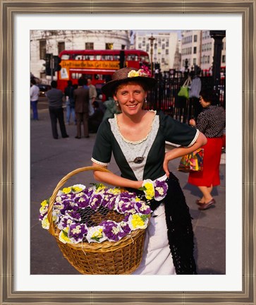 Framed Flower Vendor, London, England Print