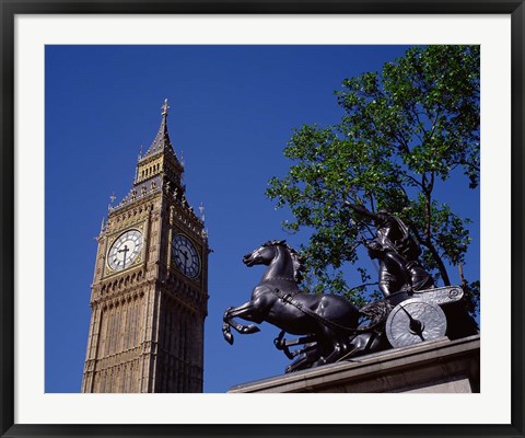 Framed Big Ben and Statue of Boadicea, London, England Print