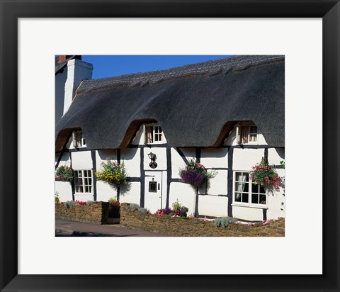 Framed Thatched Cottage, Warwickshire, England Print