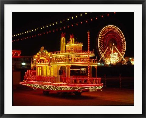 Framed Show Boat and Blackpool Illuminations, Lancashire, England Print