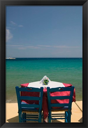 Framed Greece, Aegean Islands, Samos, Waterfront caf? Print