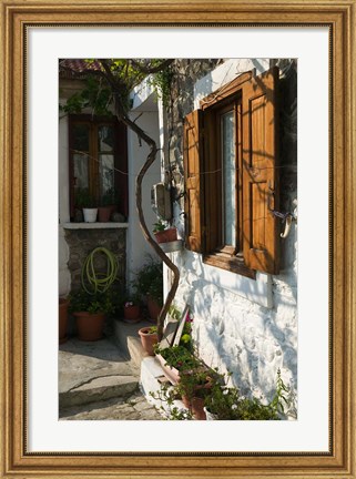 Framed Building Detail, Lesvos, Mithymna, Northeastern Aegean Islands, Greece Print