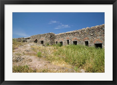 Framed Detail of Old Fortress, Sigri, Lesvos, Mithymna, Northeastern Aegean Islands, Greece Print