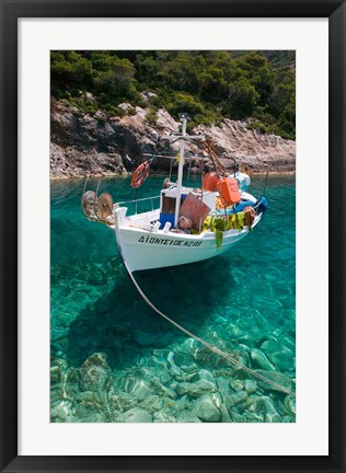 Framed Greece, Ionian Islands, Zakynthos, Fishing Boat Print