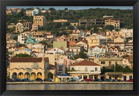 Framed Morning View of Town from Argostoli Bay, Argostoli, Kefalonia, Ionian Islands, Greece Print