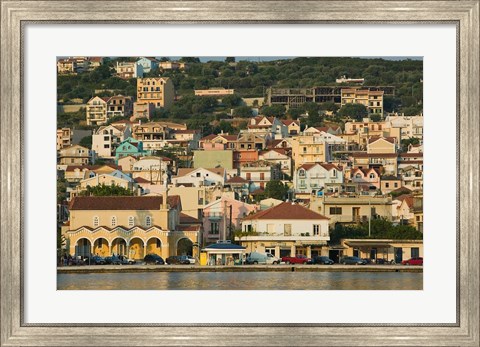 Framed Morning View of Town from Argostoli Bay, Argostoli, Kefalonia, Ionian Islands, Greece Print