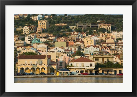 Framed Morning View of Town from Argostoli Bay, Argostoli, Kefalonia, Ionian Islands, Greece Print