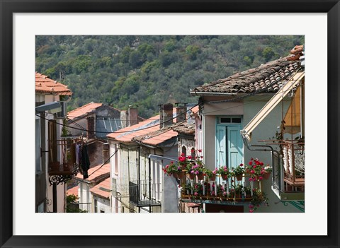 Framed Mountain Town, Agiasos, Lesvos, Mytilini, Aegean Islands, Greece Print