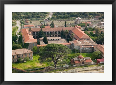 Framed Overview of Limonos Monastery, Filia, Lesvos, Mithymna, Aegean Islands, Greece Print