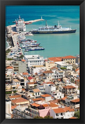 Framed Town and Port, Zakynthos, Ionian Islands, Greece Print