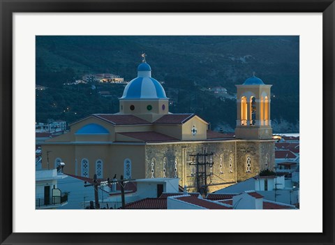 Framed Town Church, Kokkari, Samos, Aegean Islands, Greece Print