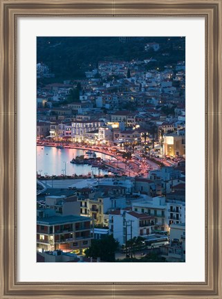 Framed Town View with Vathy Bay, Vathy, Samos, Aegean Islands, Greece Print
