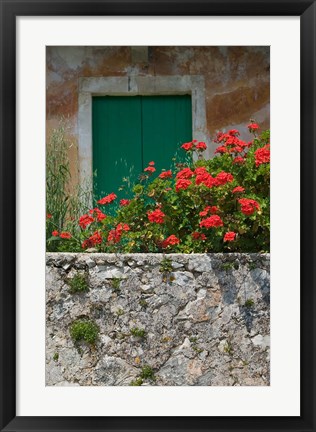 Framed Vacation Villa Wall with Flowers, Matsoukata, Kefalonia, Ionian Islands, Greece Print