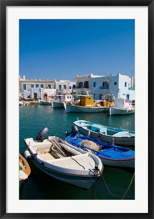 Framed Fishing Boats in Naoussa, Paros, Greece Print