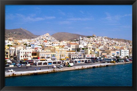 Framed Greek Island of Siros, Greece Print