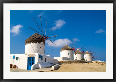 Framed Traditional Windmill, Mykonos, Greece Print