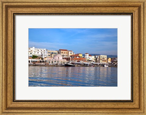 Framed Old Harbor, Chania, Crete, Greece Print