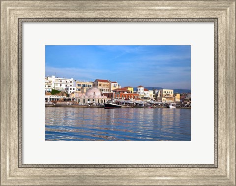 Framed Old Harbor, Chania, Crete, Greece Print