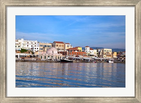 Framed Old Harbor, Chania, Crete, Greece Print