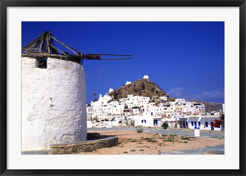 Framed White and Blue Colors of Life, Ios, Greece Print