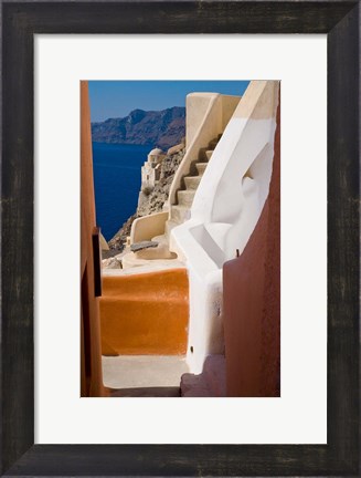 Framed Stairways and Old Cathedral, Oia, Santorini, Greece Print