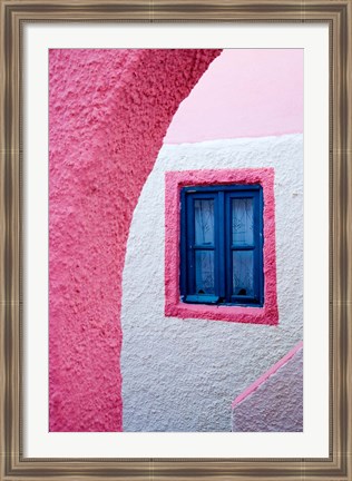 Framed Colorful Pink Building, Imerovigli, Santorini, Greece Print