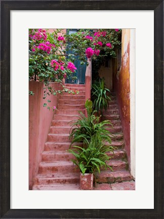 Framed Colorful Stairways, Chania, Crete, Greece Print
