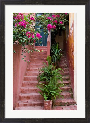 Framed Colorful Stairways, Chania, Crete, Greece Print