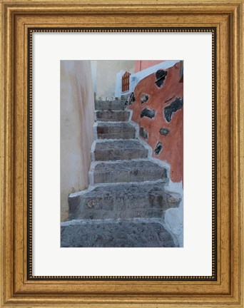 Framed Old Stairway, Oia, Santorini, Greece Print