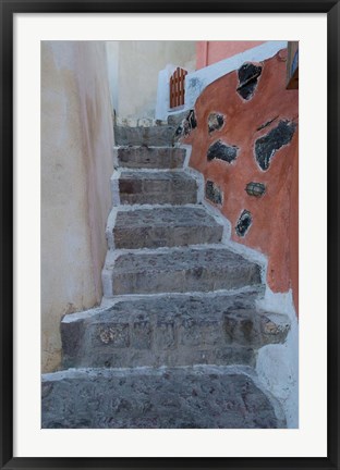 Framed Old Stairway, Oia, Santorini, Greece Print