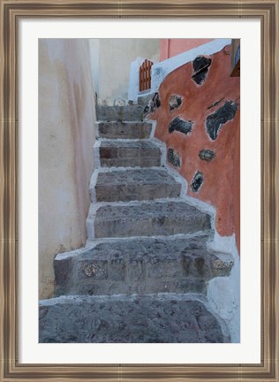 Framed Old Stairway, Oia, Santorini, Greece Print