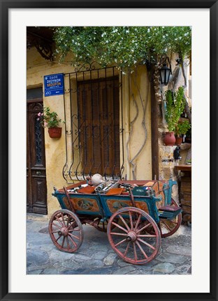 Framed Old Wagon Cart, Chania, Crete, Greece Print