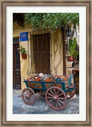 Framed Old Wagon Cart, Chania, Crete, Greece Print