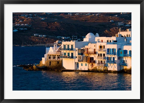 Framed Shoreline of Little Venice, Hora, Mykonos, Greece Print