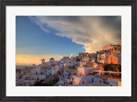 Framed Greece, Santorini, Oia, Colorful Buildings Print