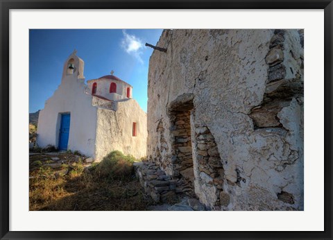 Framed Old building and Chapel in central island location, Mykonos, Greece Print