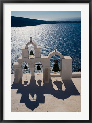 Framed Bell Tower overlooking The Caldera, Oia, Santorini, Greece Print