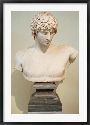 Framed Antinous Bust, Statue, Athens, Greece Print