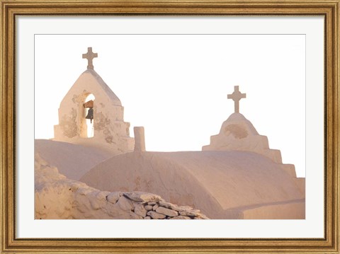 Framed Bell of Greek Orthodox Church, Mykonos, Cyclades, Greece Print