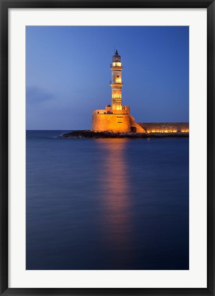 Framed Chania Lighthouse, Crete, Chania, Greece Print