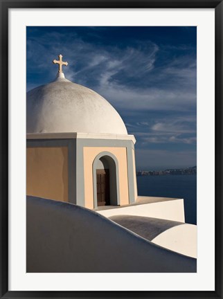 Framed Church Dome Against Sky, Santorini, Greece Print