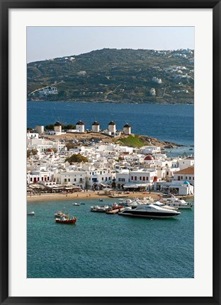 Framed Greece, Mykonos, Chora, Inner Harbor of Mykonos Print