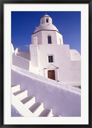 Framed White Architecture, Santorini, Greece Print