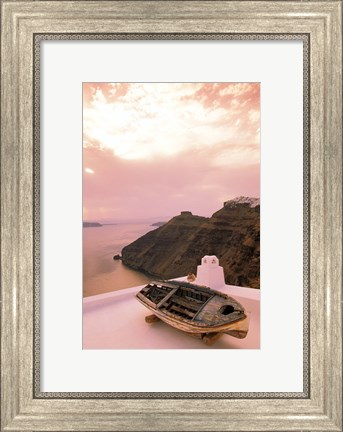 Framed Imerovigli Viewed from Thira, Santorini, Cyclades Island, Greece Print