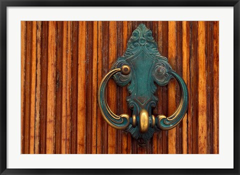 Framed Door Knocker, Santorini, Greece Print