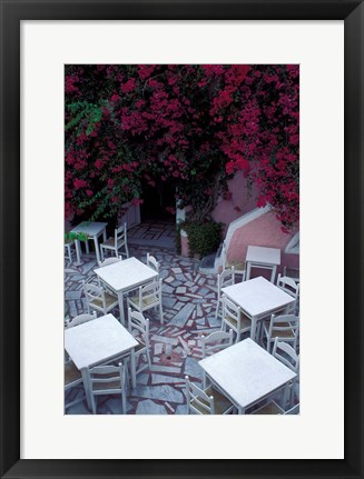 Framed Restaurant Patio, Santorini, Greece Print