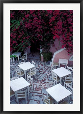 Framed Restaurant Patio, Santorini, Greece Print